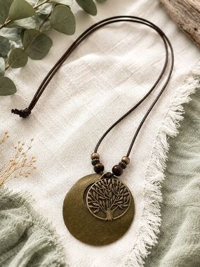 Boho Tree of Life Pendant Necklace - Bronze
